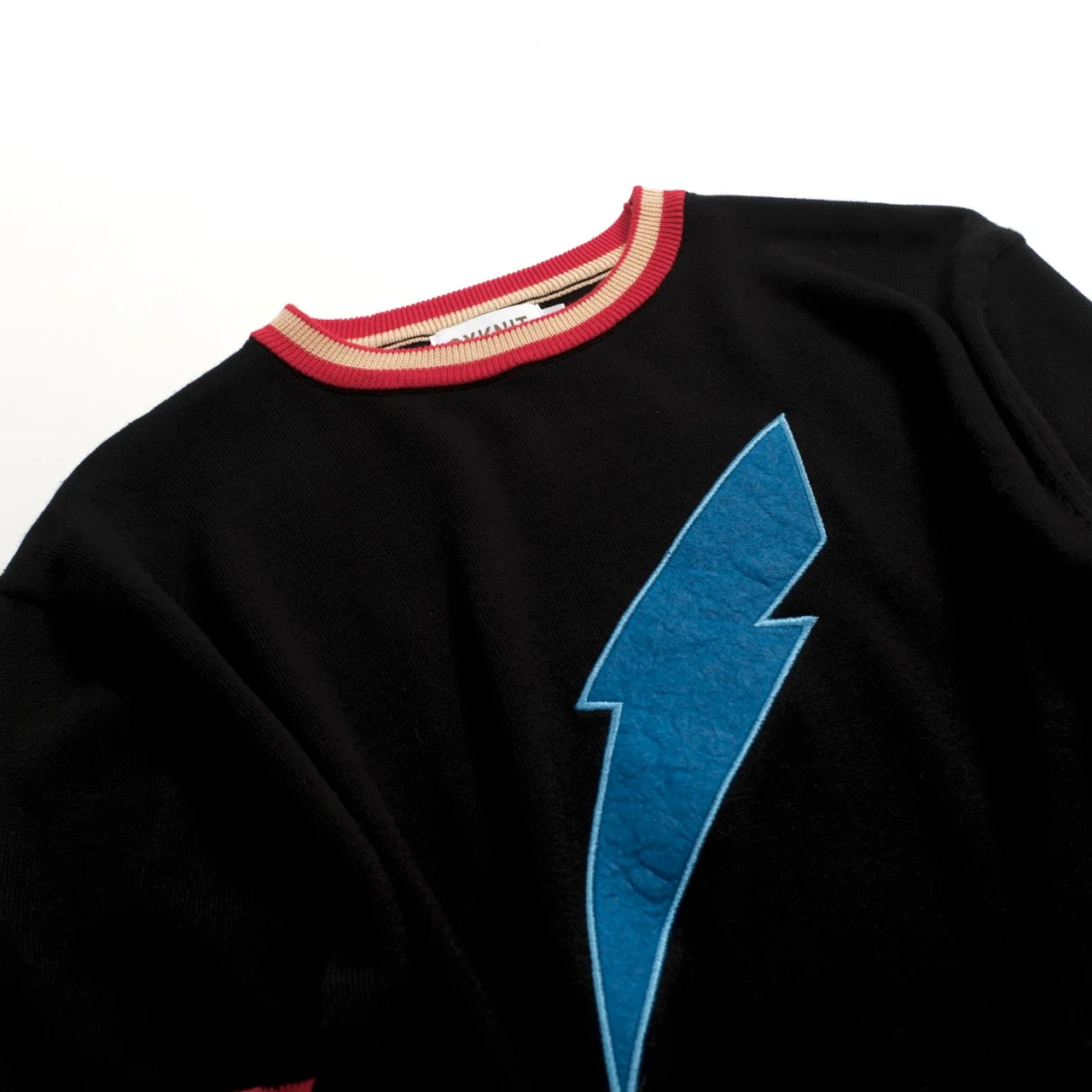 Men's Black Classic Lightning Embroidered Knit T-Shirt - Image 6