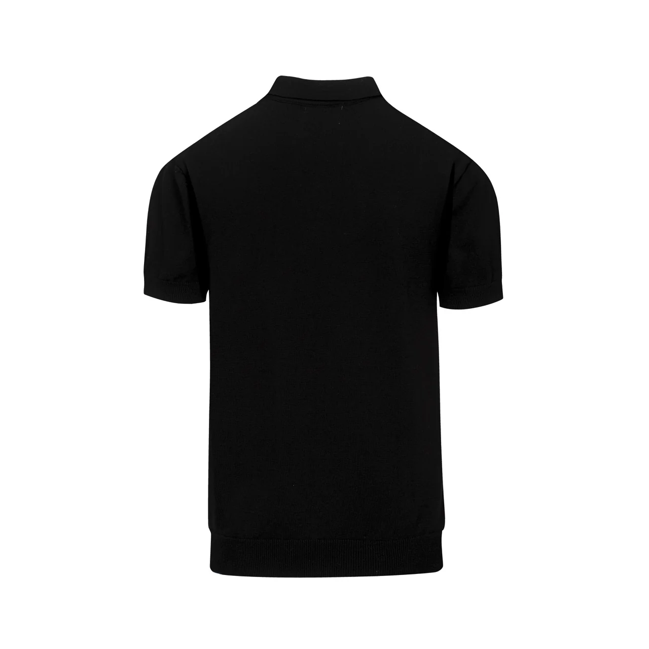 Men's black patchwork jacquard V-neck knitted polo - Image 3