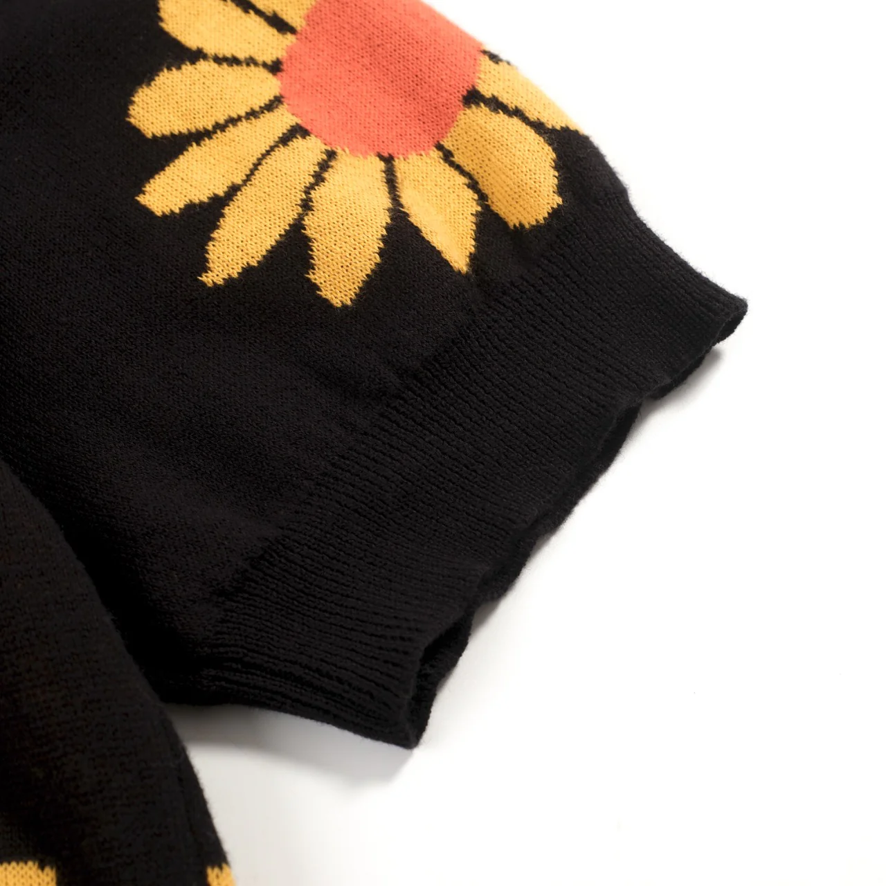 Men's black sunflower retro jacquard knitted cardigan - Image 5
