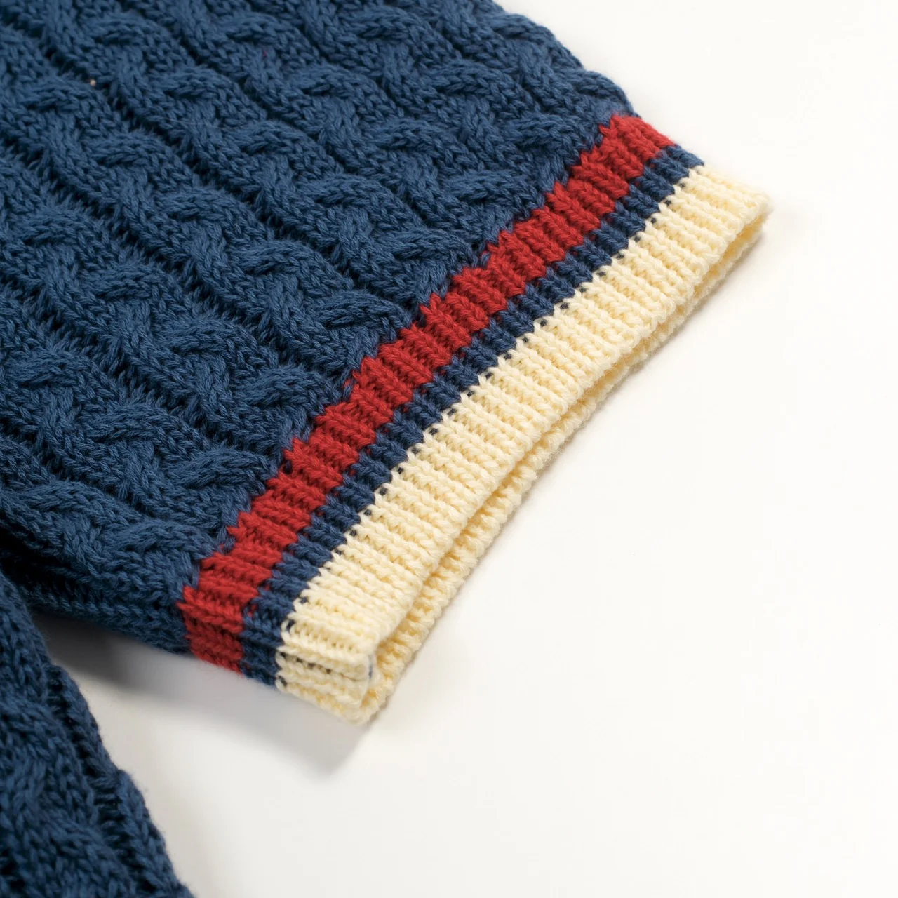 Men's Blue Retro Simple Cable Knit Polo Shirt - Image 6
