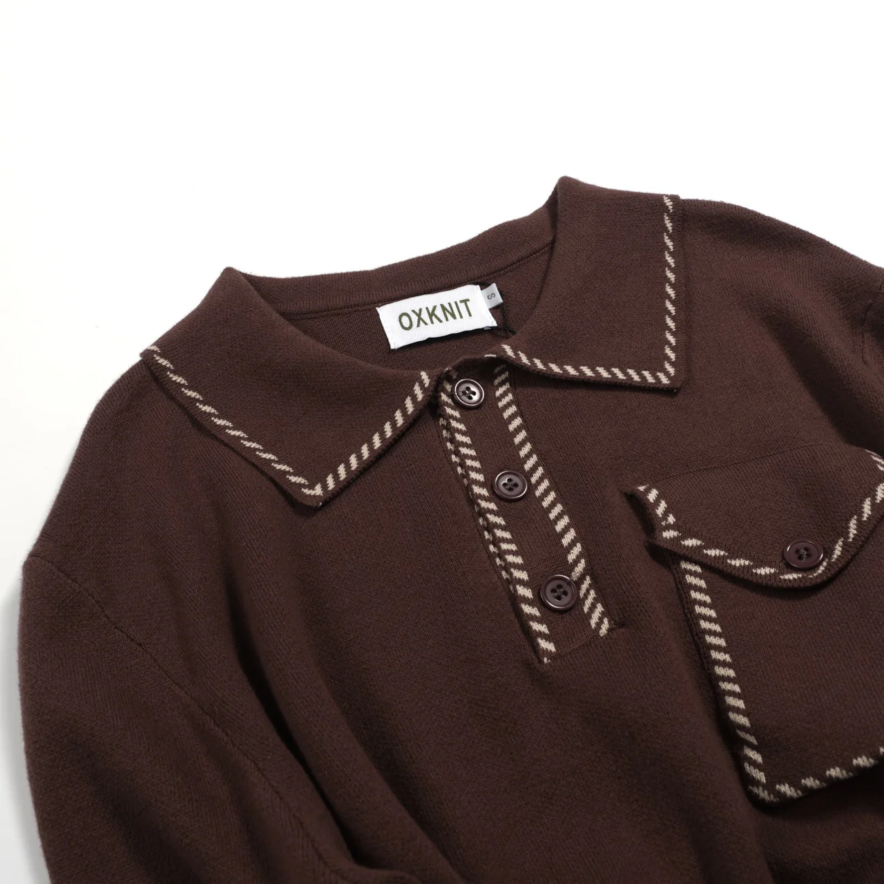 Men's Brown Classic Plaid Knitted Polo Shirt - Image 9