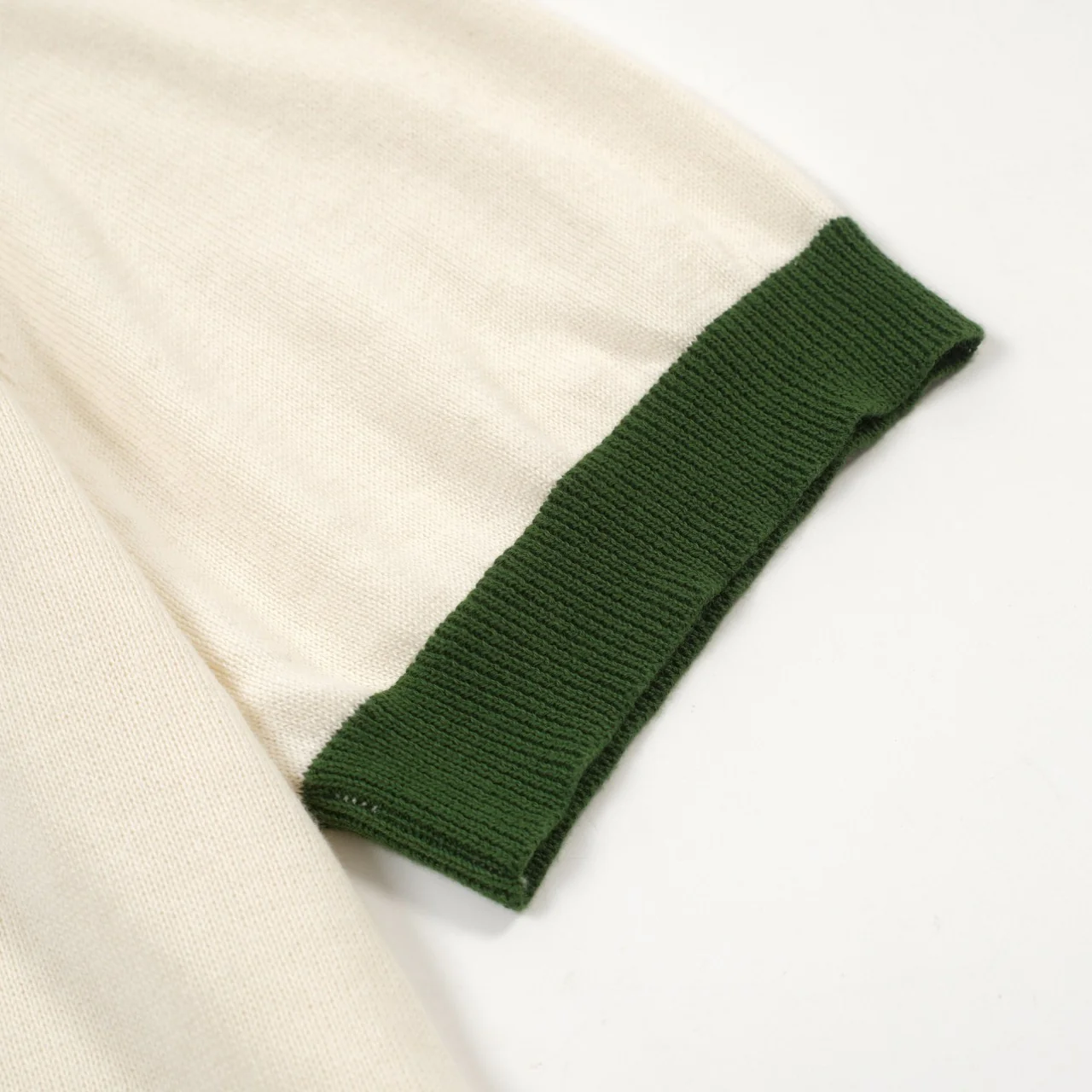 Men's Green Striped Sunset Embroidered polo Knit Shirt - Image 4