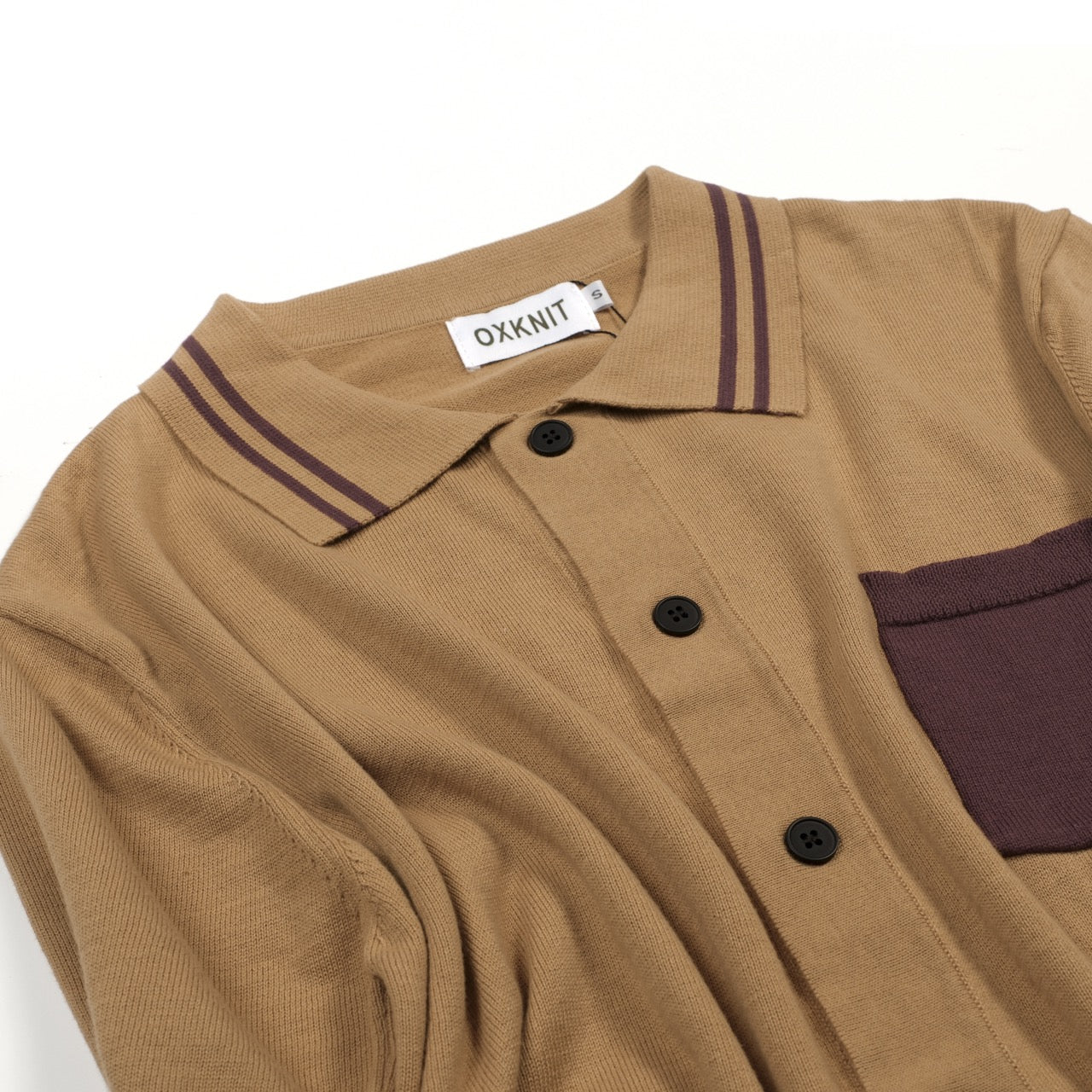 Men's Khaki Vintage Simple Art Jacquard Knitted Cardigan - Image 7