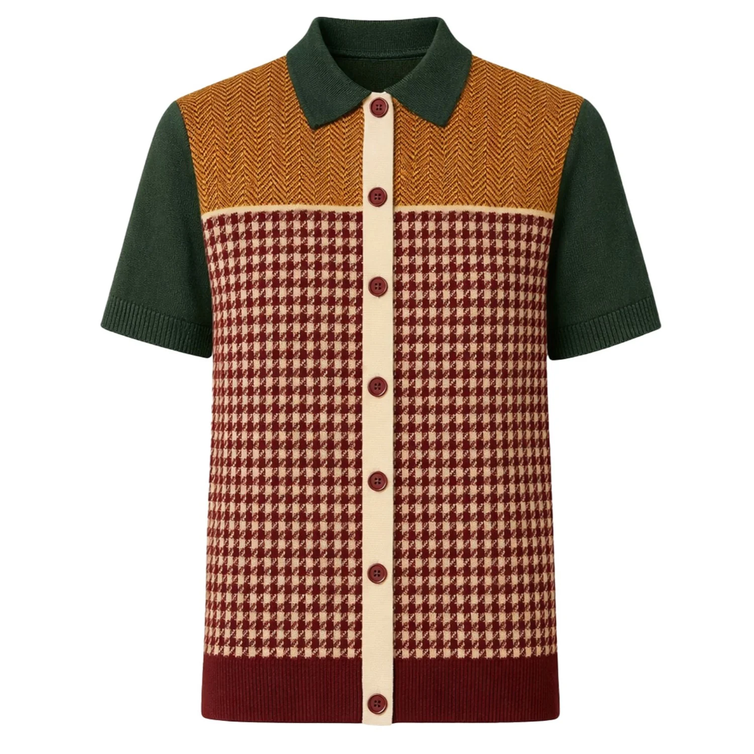 Men's Multicolor Retro Art Striped Knitted Cardigan - Image 3