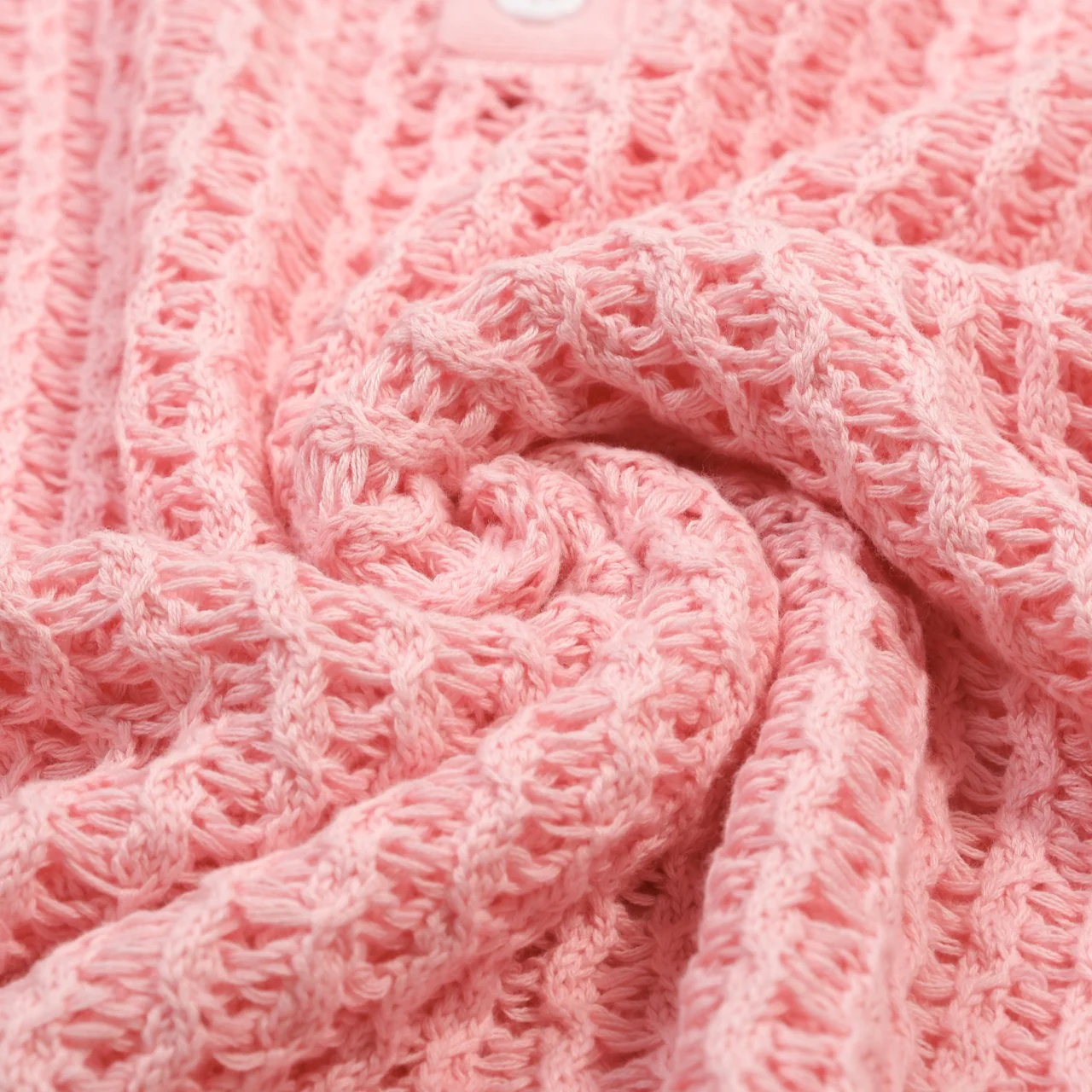 Men's Pink Retro Cable Knit Twisted Hollow-Out Knit Polo Shirt - Image 9