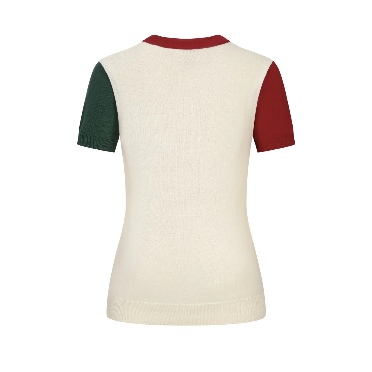 Women's Apricot Retro Patchwork Bird Embroidery Design Knitted T-shirt - Image 3