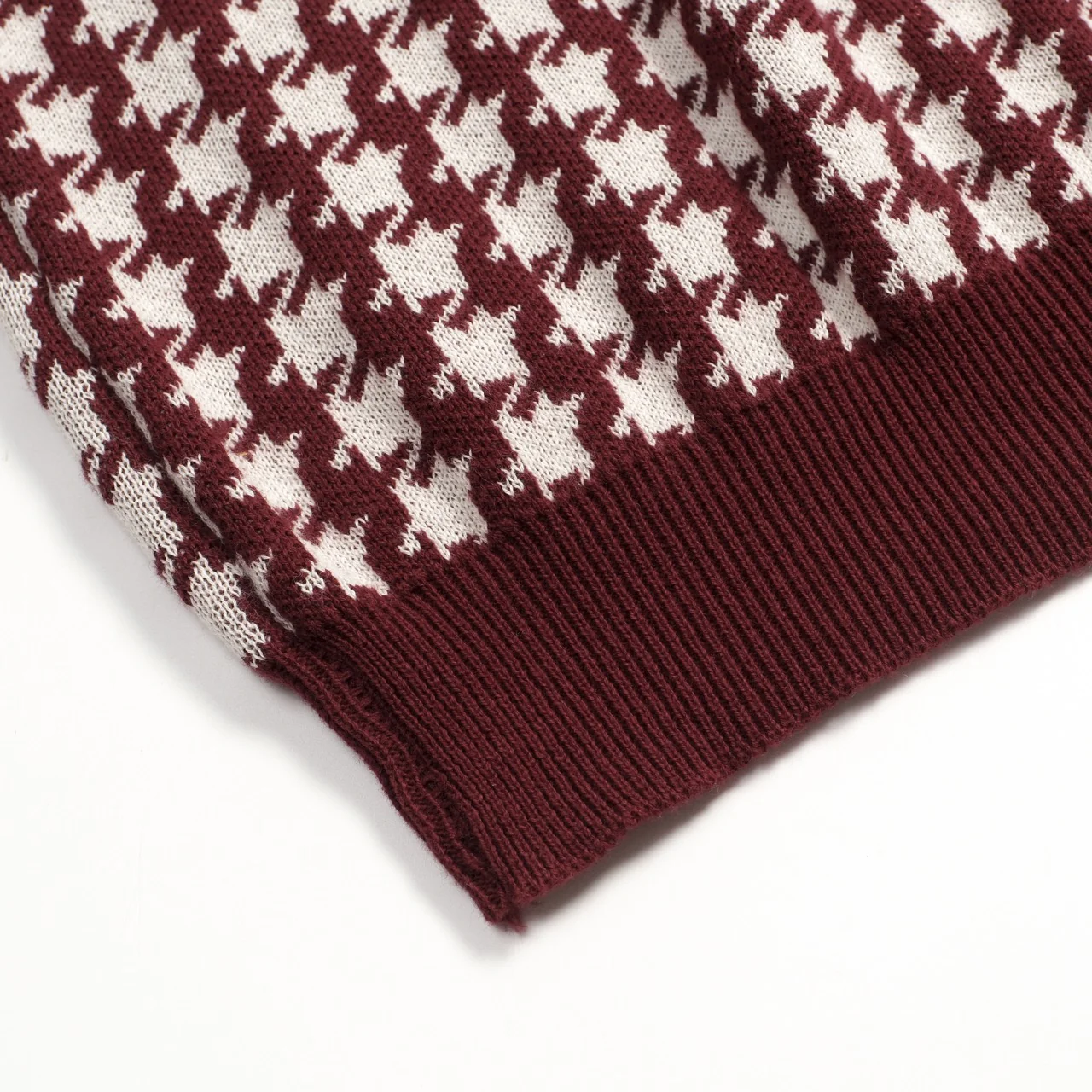 Women's Dark burgundy Classic Retro Jacquard Knit T-shirt - Image 7