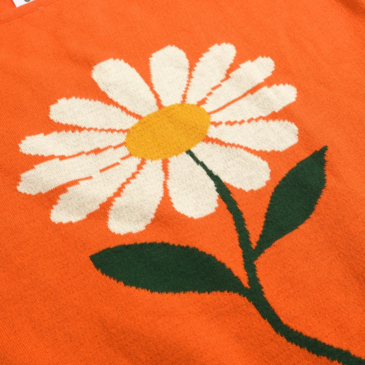 Women's floral jacquard knit sweep-shoulder T-shirt - Cropped Length - Image 2