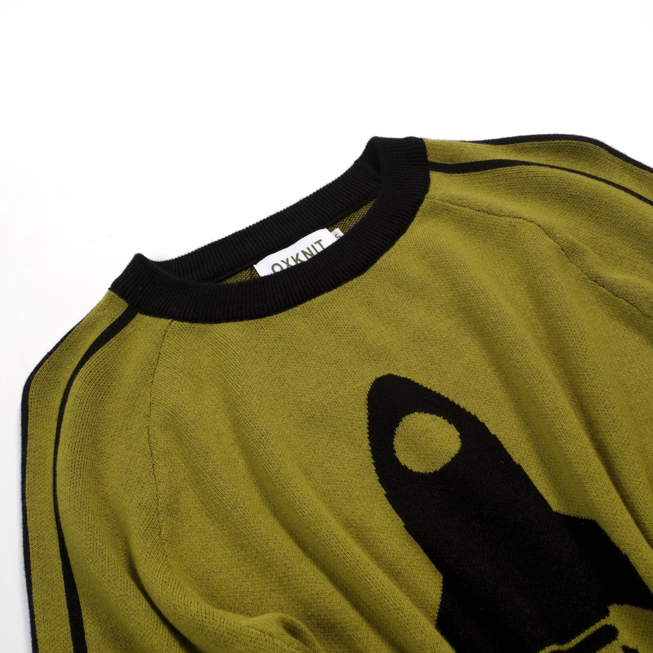 Women's Green Rocket Art Jacquard Knit T-Shirt - Image 8