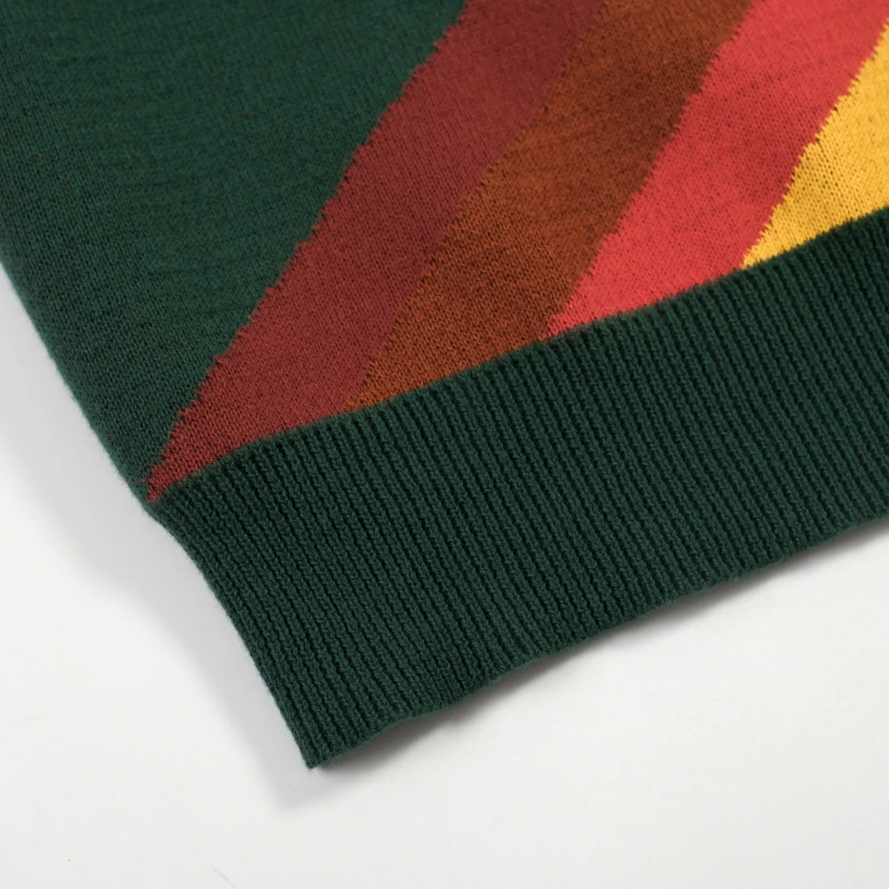 Women's Green Striped Classic Retro Jacquard Knit T-Shirt - Image 6
