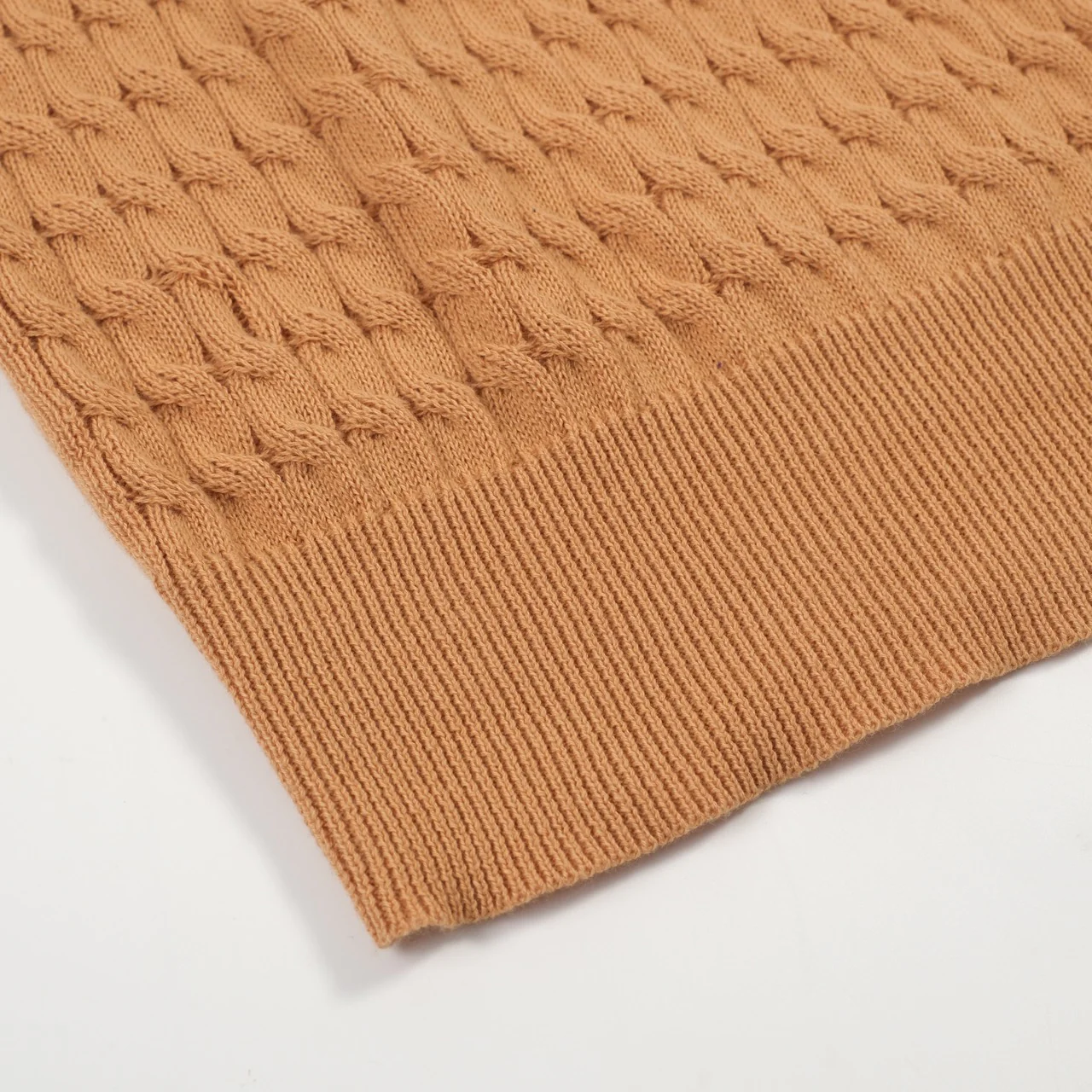 Women's khaki knit texture bubble sleeve T-shirt - Image 6