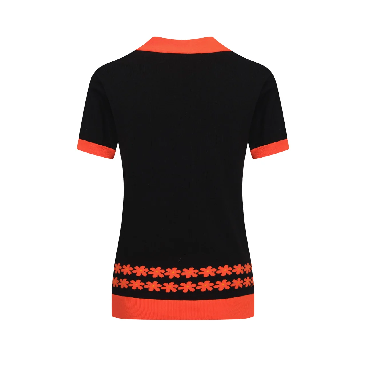 Women's lace-up Crewneck knit T-shirt with flower - Image 3