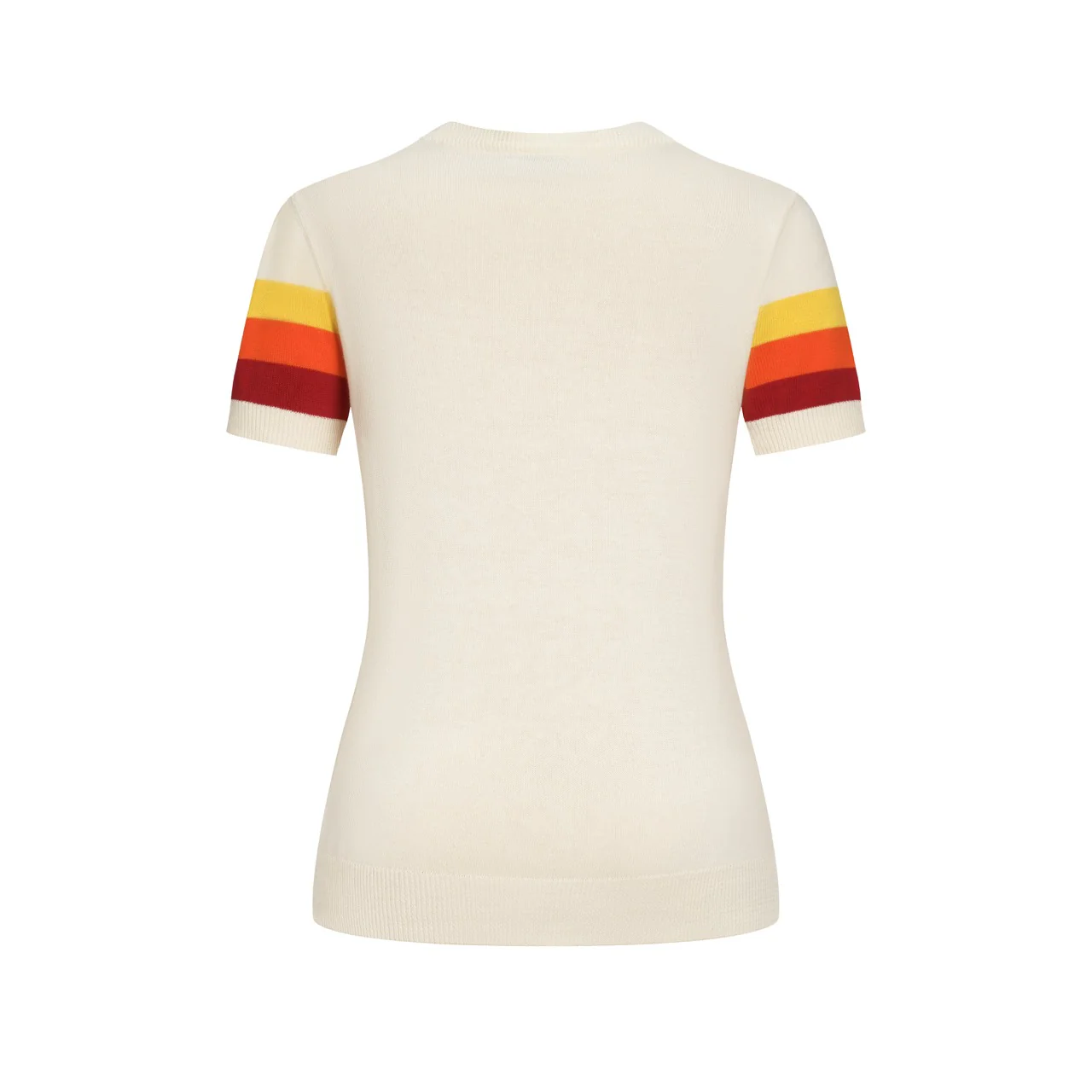 Women's Off-White Retro Western Style Crew Neck Knit T-Shirt - Image 10