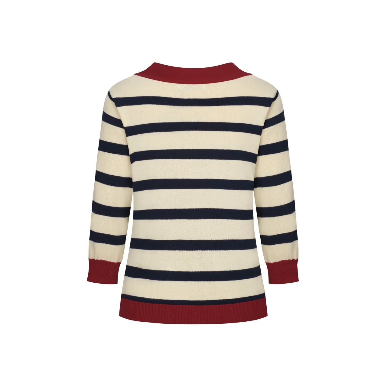 Women's Red Cropped Sleeve Knit T-shirt - Cropped Length - Image 9